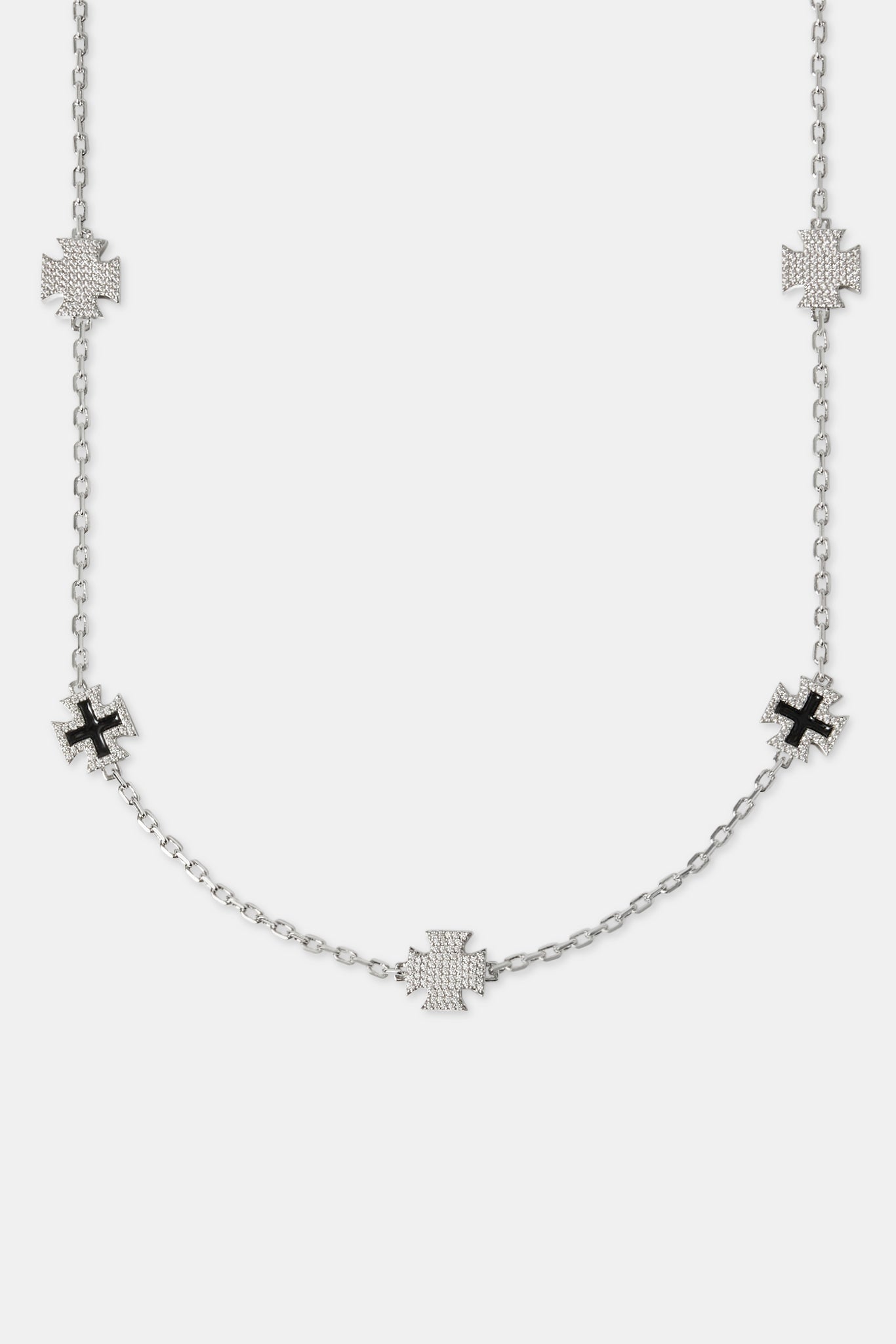 Iced CZ & Black Enamel Motif Chain - 12mm